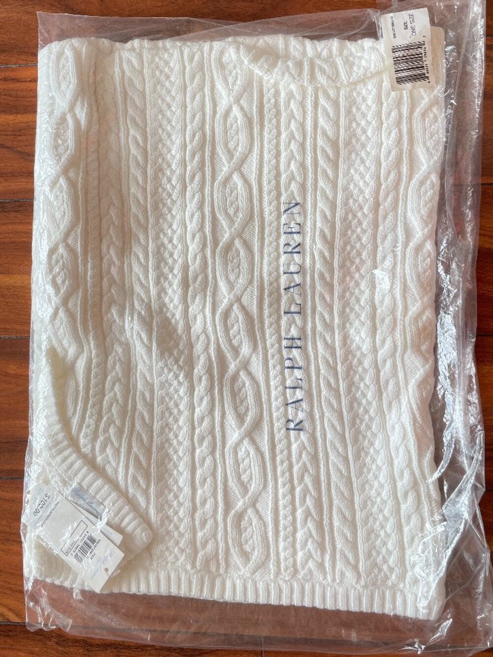 New Ralph Lauren Baby White Cable-Knit Blanket 3-9 months NWT
